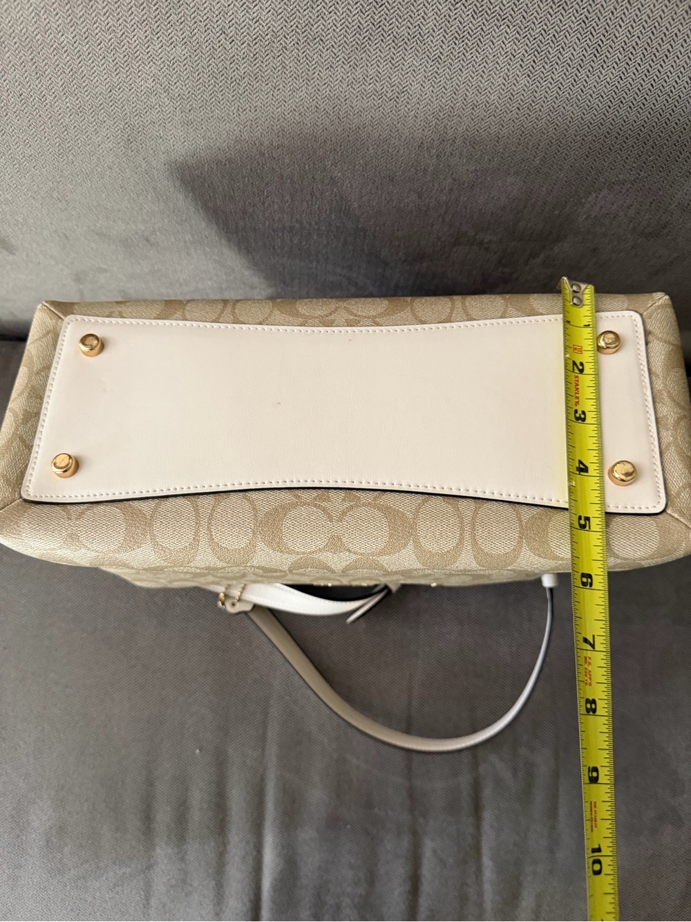 Coach Lillie Carryall Satchel Beige & White Dome Satchel with Signature C Print - Picture 7 of 14